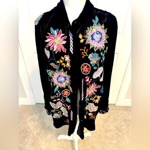 Johnny Was Pacifica Velvet Oversized Shirt